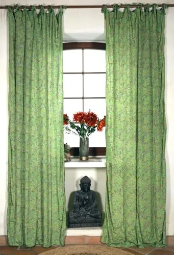 Seidige Boho Vorhänge, 1 Paar Bohemia Gardine aus Sareestoff - Gardinen & Vorhänge, einzigartiges Unikat aus fair gehandeltigem Sareestoff, bringt Ethno-Style in Ihr Zuhause.