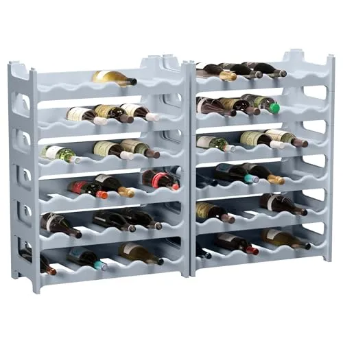 ARTECSIS Weinregal stapelbar Kunststoff für 72 Flaschen, stabiles Flaschenregal in Gastronomie-Qualität, modular erweiterbar, Betongrau