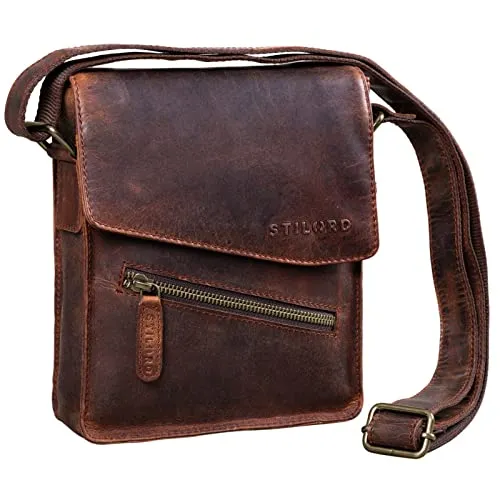 STILORD Umhängetasche aus Leder braun - 8 Zoll Schultertasche für Herren, robustes Vintage-Design mit klassischer Handwerkskunst