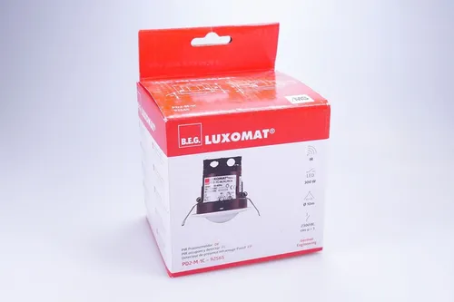 B.E.G. Präsenzmelder PD2-M-1C-DE, 360° - Bewegungsmelder für Deckeneinbau, 10 m Reichweite, ideal für effiziente Lichtsteuerung in Innenräumen. Mit manuellem Schalter und flexibler Zeiteinstellung von 15 Sek. bis 30 Min.