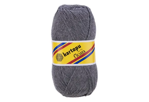 Kartopu 5 x 100g Strick-Häkel-Garn Kartopu Flora Acryl-Wolle Farbwahl Häkelwolle, 1150 m (5er-Pack, 5-St), K1002 mittelgrau meliert