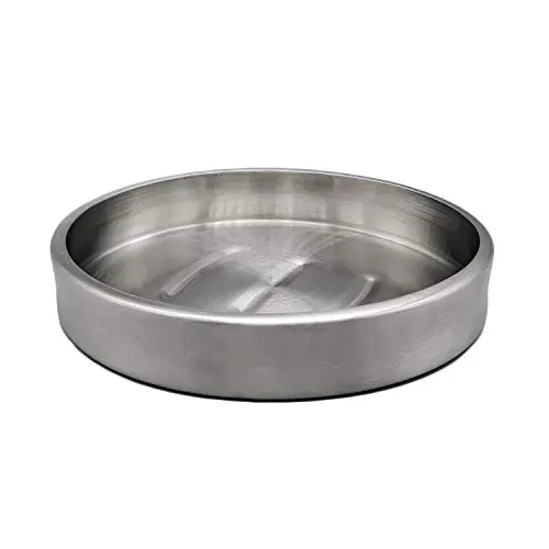 Land-Haus-Shop® 1 Stück Aschenbecher flach Edelstahl matt gebürstet 11,0 cm Durchmesser 1,9 cm hoch