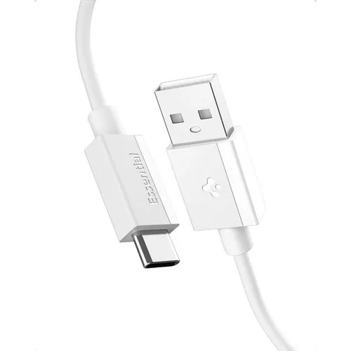 Spigen - Data Cable Essential (EB6020AC) - Fast Charging, USB to Type-C, 60W, 480Mbps, 2m - White (2 m, USB 2.0, 60 W) (ACA08716)