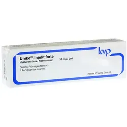 Unike Injekt Forte 2 ML - Gelenk-Flüssigkeitsersatz - Arzneimittel zur intra-artikulären Injektion, enthält 32 mg Natriumhyaluronat zur Linderung von Gelenkschmerzen und Verbesserung der Beweglichkeit.