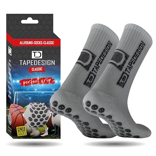 Tapedesign Unisex Allround Classic Socken, Lightgrey, Einheitsgröße EU - Herrensocken mit High Tech Grip Technologie für unvergleichlichen Tragekomfort, ideal für jede Sportart und aus hochwertigem Material gefertigt.