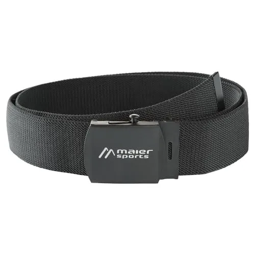 Maier Sports Tech Belt black (M10900) - Outdoor Gürtel mit elastischem Gurtband für perfekten Sitz, stufenlos verstellbar und ideal für Wanderer, robust und leicht mit nur 190 g.
