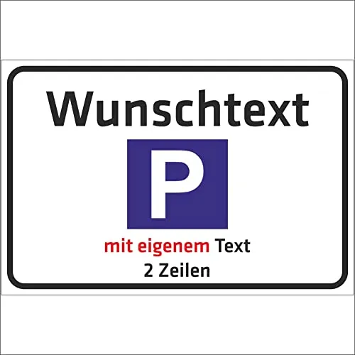 INDIGOS UG - Schilder - WUNSCHTEXT Schild - Parkplatz - Alu-Dibond 5 Größen - personalisiert mit Text oder Namen - für Garage, Hotel, Parkplatz, Schule, Carport, Firma