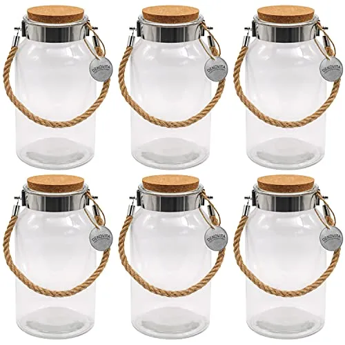 Dekovita Vorratsglas 6er Set - 5l Glasbehälter mit Korkdeckel - Ø16x30cm Gartenlaterne Kordel Terrarium-Glas…