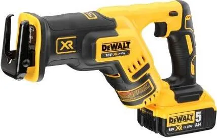 DEWALT 18V/5 Ah Säbelsäge - Sägen Kategorie: Werkzeug mit werkzeuglosem Sägeblattwechsel, schwenkbarem Sägeschuh und leistungsstarker LED-Beleuchtung für präzise Schnitte.