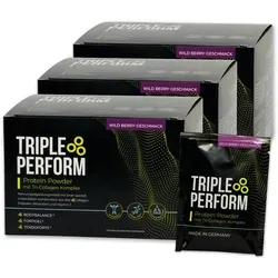 Triple Perform® Kollagen Pulver Wild Berry 90x26g | Protein Pulver mit Tri-Collagen Komplex