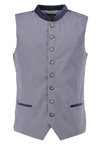 OS Trachten Herren Weste Gilet Trachtenweste mit Stehkragen Duzar, Größe:52, Farbe:mittelblau