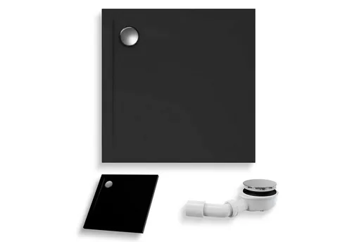 Duschwanne Quadratisch 80x80 Schwarz mit Ablaufgarnitur - Moderne Duschwanne in quadratischer Form, 80x80 cm, aus hochwertigem Acryl. Rutschsicher und leicht zu reinigen, ideal für stilvolle Badezimmer. Inklusive Ablaufgarnitur für einfache Installation.