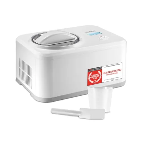 TZS First Austria Eismaschine | 1,5L Kompressor mit LCD-Display - Eismaschine für cremiges Eis und Joghurt, 4 Betriebsarten für vielfältige Kreationen, schneller Genuss in nur 60 Minuten – ideal für Familien und einfach zu bedienen.