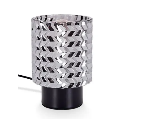 Hofstein Tischleuchte aus Metall/Glas in Schwarz/Chrom - Moderne Tischlampe mit elegantem Glasschirm und praktischem Schalter am Kabel. Ideal für Esszimmer, Flur oder Wohnzimmer – sorgt für stilvolles Licht in jedem Raum.