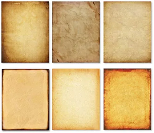 Blatt Vintage Briefpapier, doppelseitig Druckerpapier 120GSM, 6 verschiedene Muster in 1 Pack antikem Papier Retro Pergament Design, perfekt für Papierdekorationen Einladung Crafting 8,5 x 11 Zoll 60