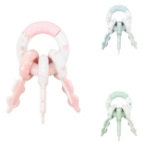 Kikkaboo Babyrassel Schlüsselbund Beißring 3 Schlüssel Greifling ab 3 Monaten pink