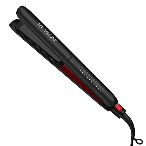 Revlon SmoothStay 25 mm Glätteisen mit Kokosnussöl-Infusion + Reisebeutel (schwimmende Platten mit abgerundeten Kanten, anpassbare Temperatur bis zu 235 °C) - RVST2211P