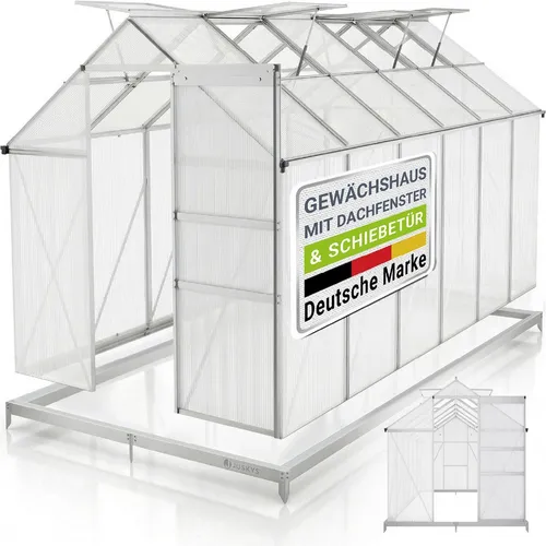 Produktbild JUSKYS® Aluminium Gewächshaus 7,2 m² mit Fundament und 4 Dachfenstern