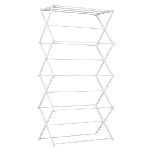 HOMCOM 8-stufiger Wäscheständer faltbar - Wäscheständer mit 10 Aufhängestangen, ideal für viel Platz beim Trocknen. Einfach aufzustellen und platzsparend faltbar, perfekt für kleine Wohnungen.
