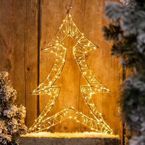 LED Metall Deko Tannenbaum mit 240 warmweißen LEDs