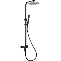Duschsystem mit Einhebelmischer und Handbrause - Elegantes Duschsystem mit robuster Messingkonstruktion und langlebiger Nero-Beschichtung. Die Handbrause mit Anti-Kalk-System sorgt für eine einfache Reinigung und einen angenehmen Strahl.