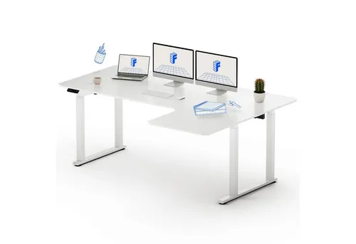 FLEXISPOT Elektrisch höhenverstellbarer Schreibtisch - Kinderschreibtisch mit Doppelmotor für stufenlose Höhenverstellung, fördert eine gesunde Sitz-Steh-Position und bietet eine moderne Optik in Weiß.