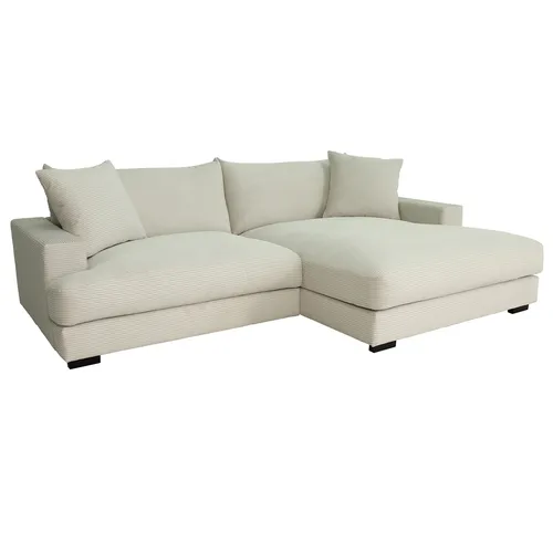 Beige Cord Ecksofa mit Recamiere rechts von Roller