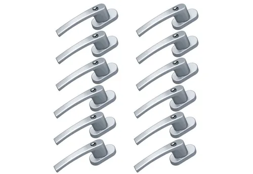 BASI Fenstergriff mit Druckknopfsicherung - 12er Set, Silber - Fenstersicherungen aus robustem Aluminium, abschließbar für optimale Sicherheit und Kinderschutz. Ideal für Fenster, Balkontüren und mehr, mit einfacher Montage.