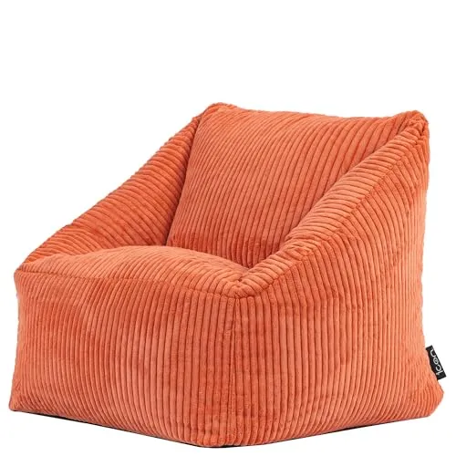 Icon Natalia Sitzsack Kinder - Terrakotta Orange, Flauschiger Cord - Sitzsäcke für Kinder, bequemer Kuschelsessel aus weichem, strapazierfähigem Cord - ideal zum Entspannen und Spielen im Kinderzimmer.