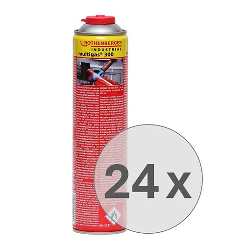 ROTHENBERGER Industrial Multigas 300 600 ml - 24x Pack - Multigas in praktischer 24er-Packung, ideal für professionelle Anwendungen und effizient bei Schweiß- und Lötarbeiten.