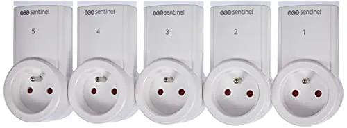 SCS Sentinel HCN0018 - ControlPower 2300W 5er-Set - Steckdosen & Zubehör: Steuern Sie bis zu 5 Geräte bis 2300W bequem aus bis zu 30m Entfernung mit der praktischen Fernbedienung - kinderleichte Installation!