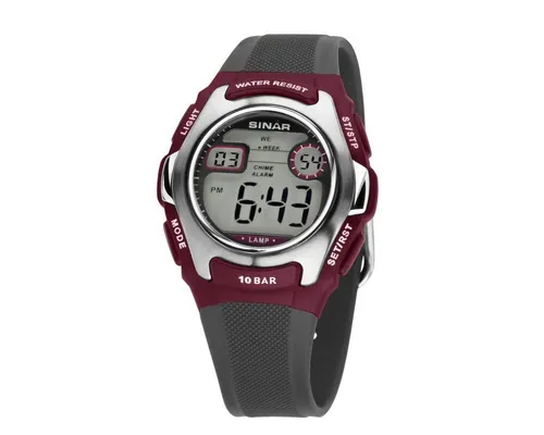 SINAR Quarzuhr XE-50-9 - Sportliche Digitaluhr mit 10 Bar Wasserdichtigkeit, ideal für Outdoor-Aktivitäten. Funktionen: EL-Licht, Alarm, Stoppuhr, Timer und Zweite Zeitzone. Perfekt für aktive Lebensstile.
