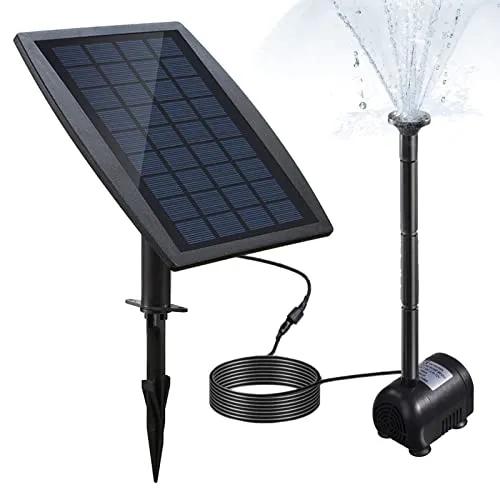 Anself Solar-Versorgungspanel für Brunnen und Garten - Brunnenpumpen für Gartenteiche mit automatischem Start in 3 Sekunden bei Sonnenlicht, umweltfreundlich und wasserfreundlich mit 3 Wasserauslasskappen.