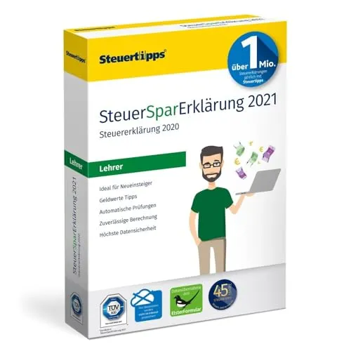 SteuerSparErklärung für Lehrer 2021 – Einfache Steuersoftware für die Steuererklärung 2020 - Steuererklärung (Software) – Maximale Steuererstattung für Lehrer mit Schritt-für-Schritt-Anleitung und hohen Sicherheitsstandards.