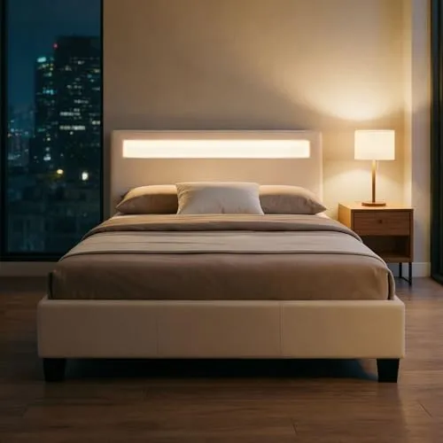 CARO-Möbel Polsterbett MIRASOL 120 x 200 cm - Stylisches Polsterbett mit integrierter LED-Beleuchtung und Fernbedienung, ideal für modernes Wohnen und optimalen Schlafkomfort.