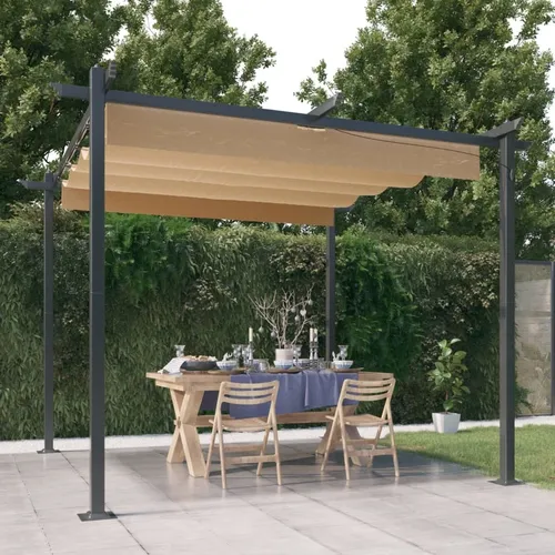 The Living Store Pavillon mit Ausziehbarem Dach 3x3 m Taupe