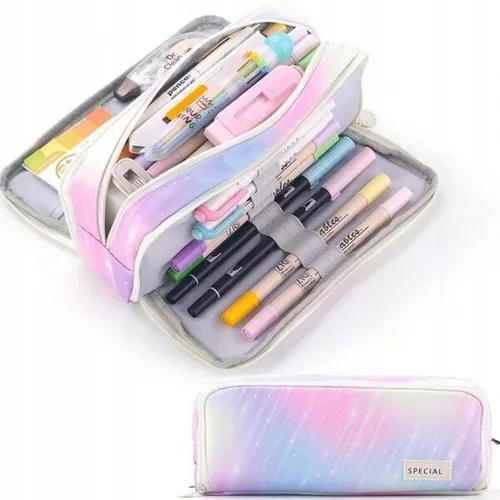 ECARLA multifunktionales Federmäppchen mit drei Fächern, Regenbogenfarben PR04KO