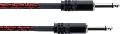 EI 1,5 PP-TW-RD - Audio Kabel, 6,3 mm Mono Klinke, schwarz/rot Textilmantel, 1,5 m