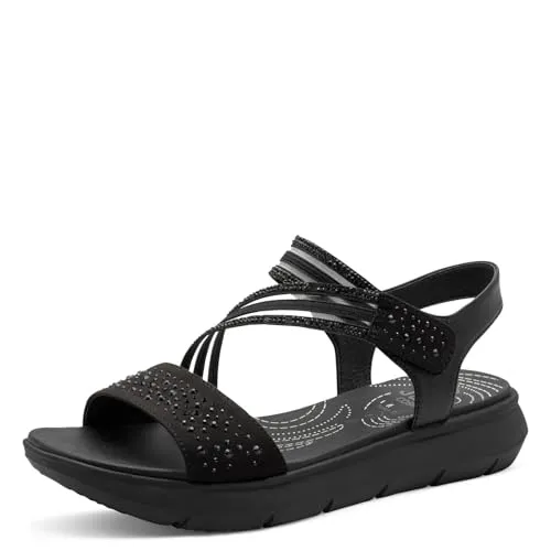 Jana Coshy Sandale 8-28771-46 schwarz H-Weite - Bequeme Sandale mit 30 mm Absatz für optimalen Halt. Breite
