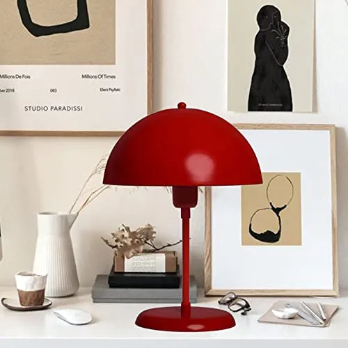 bamyum Lipeo Tischlampe Rot Ø26 cm - Vintage Mushroom Lamp aus Metall, ideal für Schlafzimmer und Arbeitszimmer, sorgt für ein gemütliches Ambiente und bietet vielseitige Beleuchtungsoptionen.