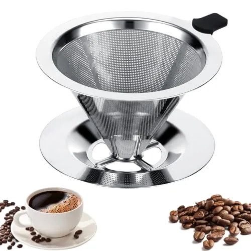 Kasanni Kaffeefilter Edelstahl Kaffeefilter Wiederverwendbar Kaffee Filter Einfach Zu SäUbern Ideal Zum Filtern Von Papierlose Zum üBergießEn Von Kaffee