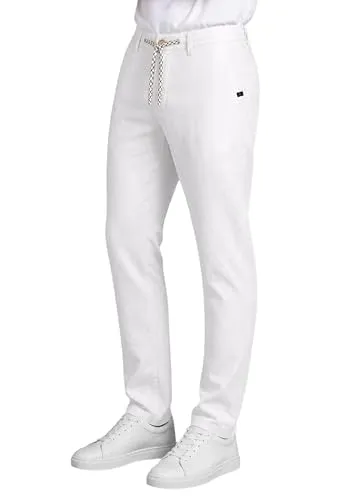 Indicode Herren Stoffhosen (S-5XL) Regular Fit Leinenhosen - 55% Leinen, 45% Baumwolle, Leichte, Atmungsaktive Hosen Männer - B798 Weiß Large