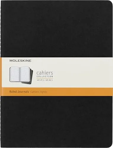 Moleskine Cahier Notizhefte (liniert, X-Large, Kartoneinband) 3-er-Set schwarz