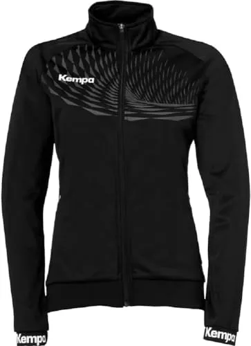Kempa Trainingsjacke Wave 26 - Damen Schwarz/Anthrazit - Tennisbekleidung Damen mit tailliertem Schnitt und zwei Reißverschlusstaschen, aus 100% recyceltem Polyester für nachhaltigen Komfort.
