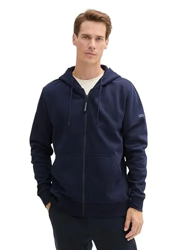 TOM TAILOR Kapuzensweatjacke mit Kapuze, sky captain blue - Zip Hoodies mit atmungsaktivem Material, ideal für lässige Outfits und komfortable Bewegungsfreiheit dank regular fit und praktischer Kängurutasche.