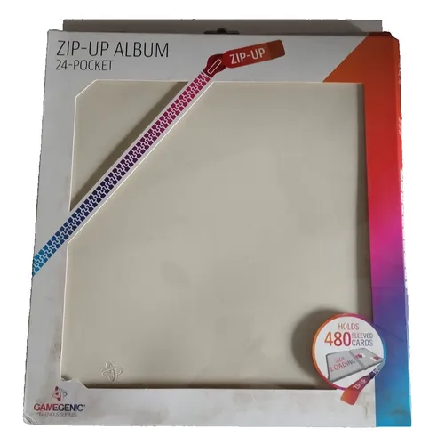 Gamegenic Zip-Up Album 24-Pocket - Weiß - Praktisches Sammelkartenalbum für TCGs, bietet Platz für 24 Karten und schützt deine Sammlerstücke optimal - ideal für Spielabende!