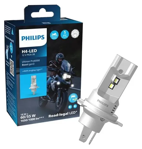 Philips Ultinon Pro6000 Boost H4 LED-Lampe 12V 18W 5800K Moto Sockel P43t-38.