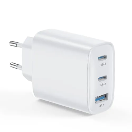 BHHB USB C Ladegerät Adapter Netzteil 3 Ports Mehrfach Stecker mit USBC und USB A, 40W Multiport Handy Schnellladegerät Ladestecker for iPhone 17 16 15 Plus Pro Max SE 2020 XS XR, Samsung