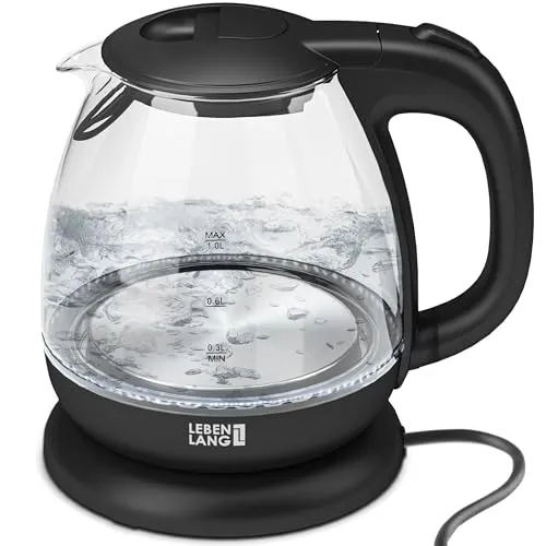LEBENLANG Glas Wasserkocher 1L in schwarz von LEBENLANG