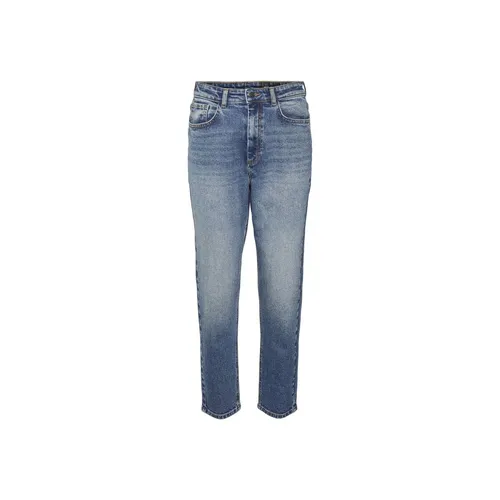 Noisy may Nmmoni Hw Straight Ank Az221db Jeans - Dunkelblaue Denim Jeans mit gerader Beinform und Gürtelschlaufen, ideal für einen lässigen Look im Alltag.